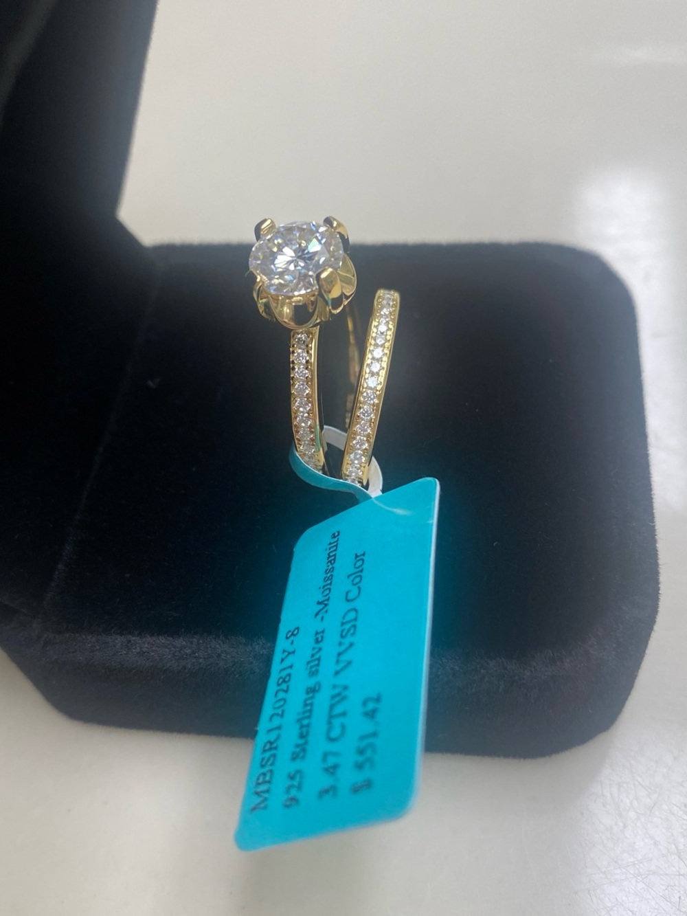 Moissanite Engagement Ring Set Size 8 - Picture 3 of 5